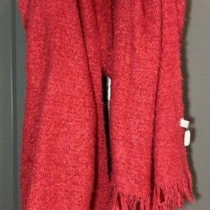 Red Fuzzy winter Scarf 26” X 40” natasha